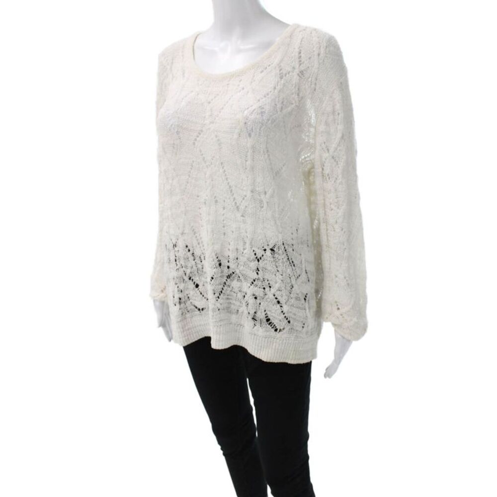 Rag & Bone Womens Pullover White Geometric Crew Neck Size M - Picture 2 of 6